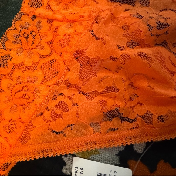 NWT Anthropologie Orange Triangle Lace Bra & Lace Thong Set - Picture 10 of 16